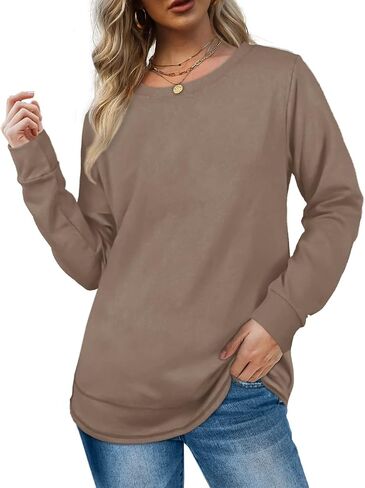 Dofaoo Sweatshirts for Women Crewneck Long Sleeve Shirts Tunic Tops for Leggings Fall Fashion in Saudi Arabia