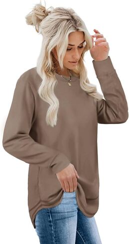 Dofaoo Sweatshirts for Women Crewneck Long Sleeve Shirts Tunic Tops for Leggings Fall Fashion in Saudi Arabia