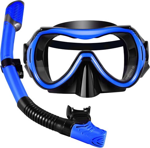 Snorkeling Gear for Adults, Snorkel Mask Adult Snorkel Set, Dry Top Snorkeling Gear for Adults, 180°Panoramic Wide View Anti-Fog Tempered Glass Scuba Diving Mask for Snorkeling Swimming Travel in Saudi Arabia