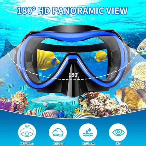 Snorkeling Gear for Adults, Snorkel Mask Adult Snorkel Set, Dry Top Snorkeling Gear for Adults, 180°Panoramic Wide View Anti-Fog Tempered Glass Scuba Diving Mask for Snorkeling Swimming Travel in Saudi Arabia