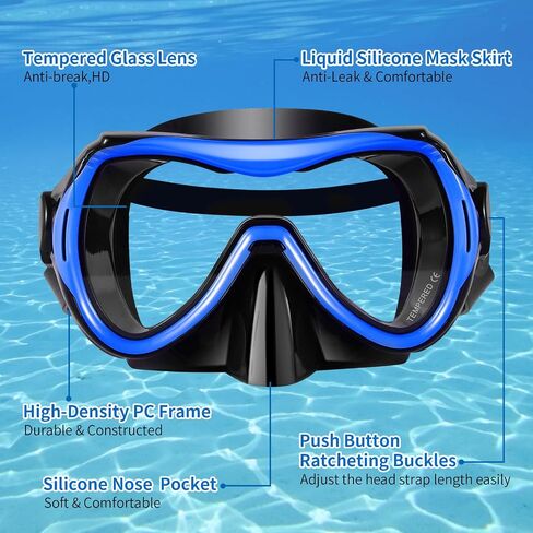 Snorkeling Gear for Adults, Snorkel Mask Adult Snorkel Set, Dry Top Snorkeling Gear for Adults, 180°Panoramic Wide View Anti-Fog Tempered Glass Scuba Diving Mask for Snorkeling Swimming Travel in Saudi Arabia