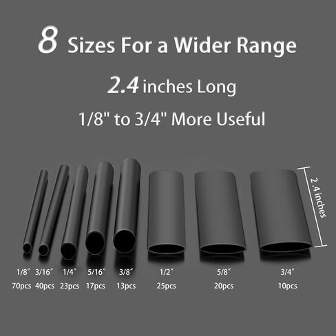 4 Sizes 188 Pieces Large Heat Shrink Tubing Kit 3:1 Ratio Industrial Marine Grade Waterproof with Adhesive in Saudi Arabia