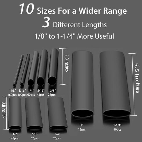 4 Sizes 188 Pieces Large Heat Shrink Tubing Kit 3:1 Ratio Industrial Marine Grade Waterproof with Adhesive in Saudi Arabia
