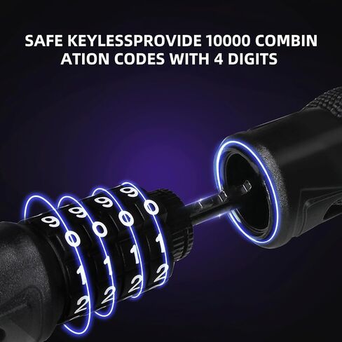 Bike Chain Lock, 4 Digit Combination Anti-Theft Chain Bike Lock, Hardened Steel Bicycle Lock for Helmets, Bicycles, Luggage, Backpacks, Electric Bicycles, Motorcycles, etc. in Saudi Arabia