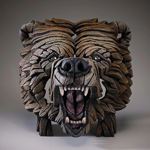 Enesco Edge Sculpture Bear Face Roaring Bust Figurine, 14.96 Inch, Brown in Saudi Arabia