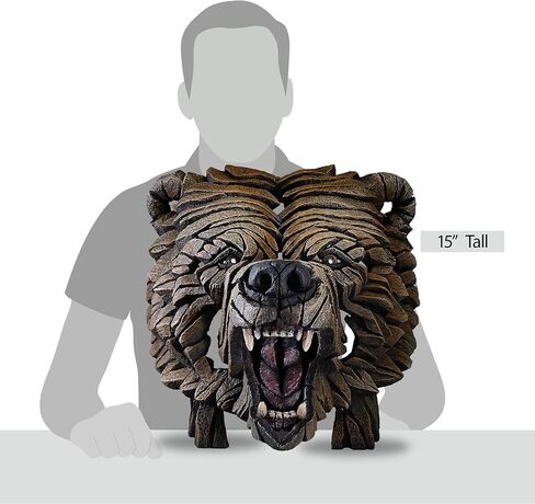 Enesco Edge Sculpture Bear Face Roaring Bust Figurine, 14.96 Inch, Brown in Saudi Arabia