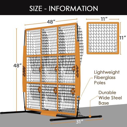 MR 9 Hole Pitching Net, Portable Pitching Target for Pitchers with 9 Pocket Strike Zone, Pitching Net Height Adjustable Softball Baseball Training Equipment for Hitting and Pitching Practice… in Saudi Arabia