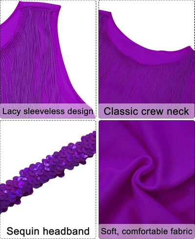 SEAUR Girls Fringe Latin Dance Dress with Sequin Headband Crew Neck Sleeveless Perform Costume Set Vintage Party Outfit in Saudi Arabia