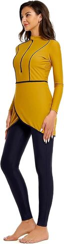 ShuoBeiter Modest Muslim Swimwear for Women Patchwork Hijab Sport Long Sleeves Swimsuit Islamic Burkinis Bathing Suit in Saudi Arabia