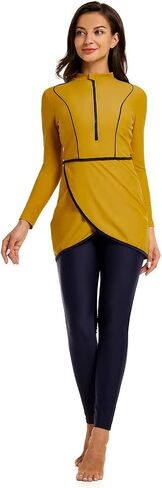 ShuoBeiter Modest Muslim Swimwear for Women Patchwork Hijab Sport Long Sleeves Swimsuit Islamic Burkinis Bathing Suit in Saudi Arabia
