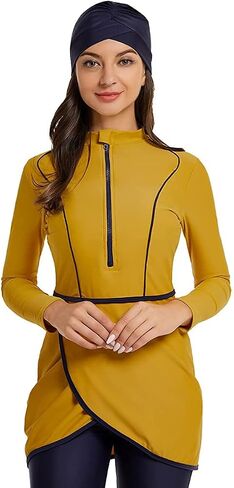 ShuoBeiter Modest Muslim Swimwear for Women Patchwork Hijab Sport Long Sleeves Swimsuit Islamic Burkinis Bathing Suit in Saudi Arabia