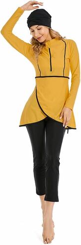 ShuoBeiter Modest Muslim Swimwear for Women Patchwork Hijab Sport Long Sleeves Swimsuit Islamic Burkinis Bathing Suit in Saudi Arabia