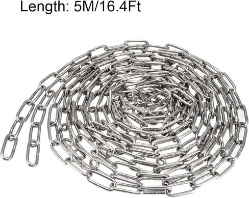 uxcell Stainless Steel 304 Hardened Proof Coil Chain 2m Length 3mm Thickness Zinc Plated in Saudi Arabia