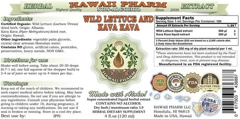 Hawaii Pharm 2-in-1! Wild Lettuce & Kava Kava Glycerite, Organic Wild Lettuce (Lactuca Virosa) & Kava Kava (Piper Methysticum) Alcohol-Free Liquid Extract, Trusted Brand, 2 oz in Saudi Arabia