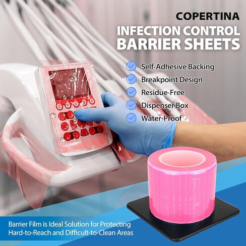 1Roll (1200 Sheets) Dental Grade Barrier Film 4" x 6" by VASTMED | Disposable Protective Plastic Adhesive Barrier Film Tape for Dental, Medical, Tattoo Parlor in Saudi Arabia
