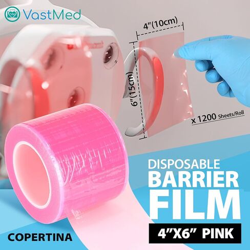1Roll (1200 Sheets) Dental Grade Barrier Film 4" x 6" by VASTMED | Disposable Protective Plastic Adhesive Barrier Film Tape for Dental, Medical, Tattoo Parlor in Saudi Arabia