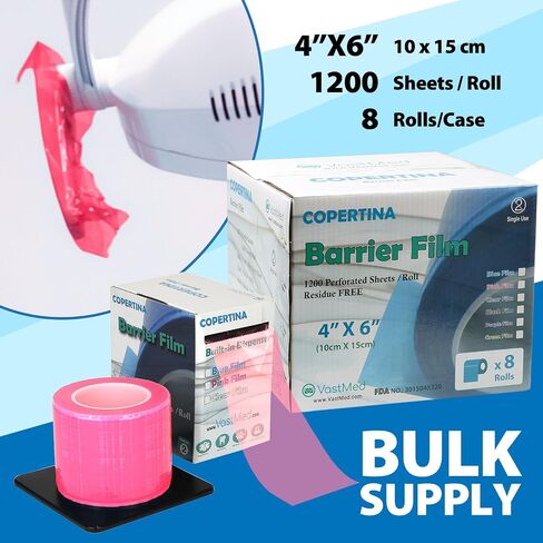 1Roll (1200 Sheets) Dental Grade Barrier Film 4" x 6" by VASTMED | Disposable Protective Plastic Adhesive Barrier Film Tape for Dental, Medical, Tattoo Parlor in Saudi Arabia