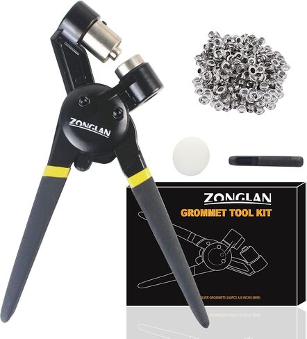 Heavy Duty Grommet Tool Kit of 1/2" 5/16" and 3/8",Multi Size Handheld Eyelet Tool Plier Rivet Press with 900 pcs Silver Grommets for Tarp Leather Fabric in Saudi Arabia