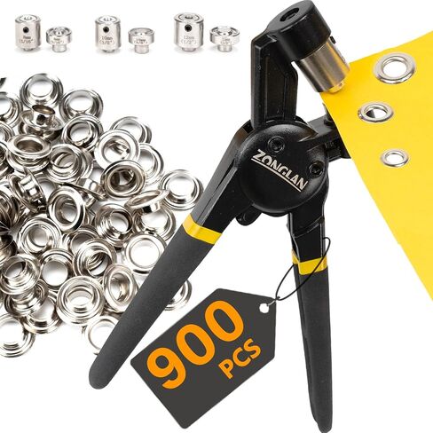 Heavy Duty Grommet Tool Kit of 1/2" 5/16" and 3/8",Multi Size Handheld Eyelet Tool Plier Rivet Press with 900 pcs Silver Grommets for Tarp Leather Fabric in Saudi Arabia