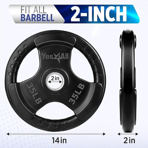 Yes4All Olympic Rubber Grip Plates for Barbell, 2-Inch Weight Plates for Weightlifting and Strength Training in Home Gym (Single, Pair and Set) in Saudi Arabia