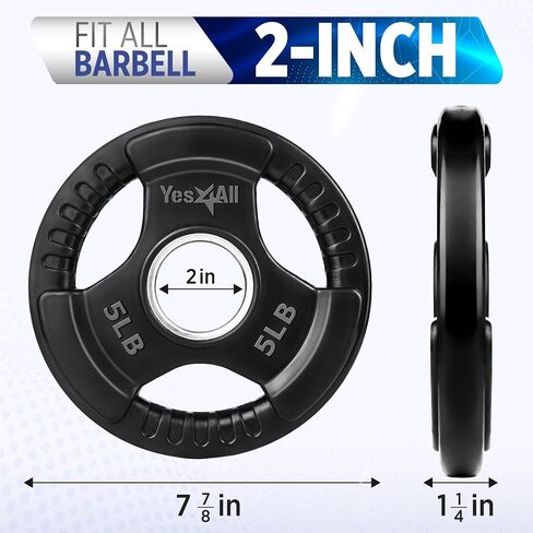 Yes4All Olympic Rubber Grip Plates for Barbell, 2-Inch Weight Plates for Weightlifting and Strength Training in Home Gym (Single, Pair and Set) in Saudi Arabia