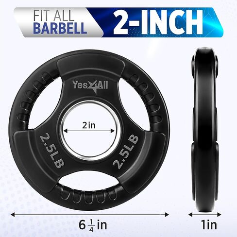 Yes4All Olympic Rubber Grip Plates for Barbell, 2-Inch Weight Plates for Weightlifting and Strength Training in Home Gym (Single, Pair and Set) in Saudi Arabia