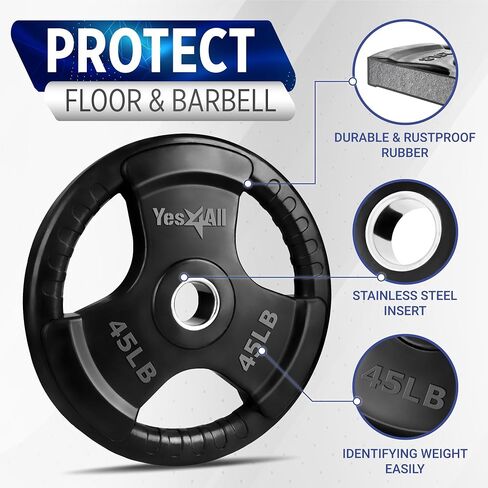 Yes4All Olympic Rubber Grip Plates for Barbell, 2-Inch Weight Plates for Weightlifting and Strength Training in Home Gym (Single, Pair and Set) in Saudi Arabia