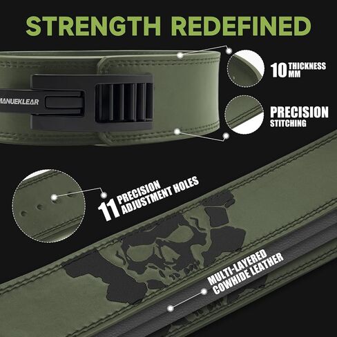 MANUEKLEAR Upgrade Lever Lifting Belt for Man and Women, 10mm Quick Locking Lever Belt Weightlifting with Adjustable Heavy Duty Buckle, Professional Weight Lifting Belt for Work Out Gym Training in Saudi Arabia
