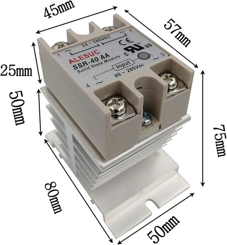 SSR-40DA 40A Solid State Relay with Heat Sink 3-32v dc / 24-380v AC in Saudi Arabia