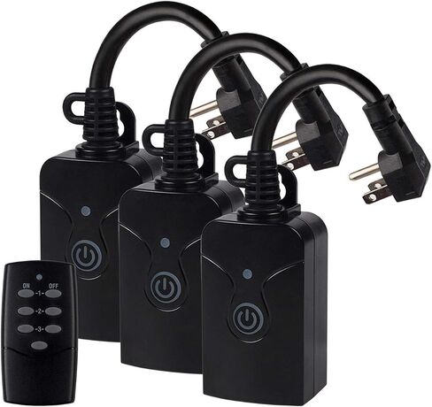 HBN Outdoor Indoor Wireless Remote Control 3-Prong Outlet Weatherproof Heavy Duty 15 A Compact 1 Remote 1 Outlet with Remote 6-inch Cord 100ft Range ETL Listed (Battery Included) in Kuwait
