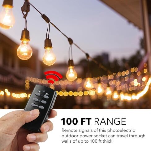 HBN Outdoor Indoor Wireless Remote Control 3-Prong Outlet Weatherproof Heavy Duty 15 A Compact 1 Remote 1 Outlet with Remote 6-inch Cord 100ft Range ETL Listed (Battery Included) in Kuwait
