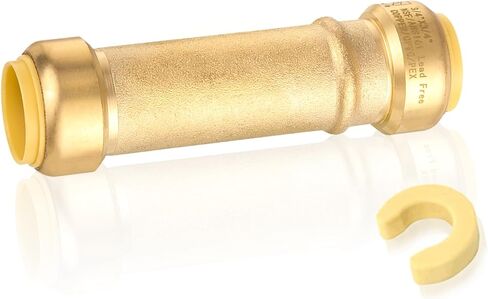 1-Pack Pushfit Slip/Repair Coupling, 1-Inch Push to Connect Plumbing Fittings with Disconnect Clip, Brass Push-fit Fittings for PEX, Copper, CPVC, PE-RT Pipes in Kuwait