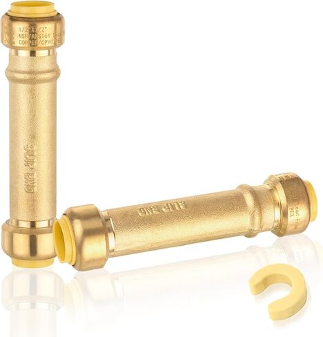 1-Pack Pushfit Slip/Repair Coupling, 1-Inch Push to Connect Plumbing Fittings with Disconnect Clip, Brass Push-fit Fittings for PEX, Copper, CPVC, PE-RT Pipes in Kuwait