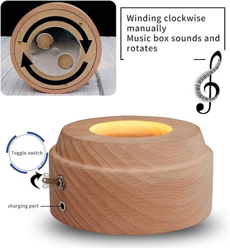 3D Crystal Ball Music Box,7-Color Luminous Rotating Musical Box with Projection LED Light and Wooden Base,Best Gift for Birthday Thanksgiving Day Valentines Day Mothers Day Christmas(Rose) in Saudi Arabia
