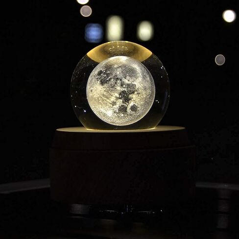 3D Crystal Ball Music Box,7-Color Luminous Rotating Musical Box with Projection LED Light and Wooden Base,Best Gift for Birthday Thanksgiving Day Valentines Day Mothers Day Christmas(Rose) in Saudi Arabia