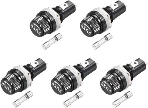 uxcell Screw Cap Panel Mounted Fuse Holder AC 125V/15A 250V/10A Black with 6 x 30mm Glass Fuse 5Set in Saudi Arabia