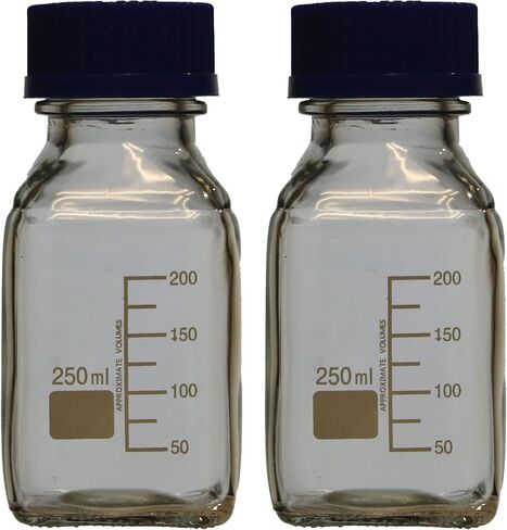 Karter Scientific 250ml Square Media Storage Bottle with Screw Cap, 254O2 (Pack of 2) in Saudi Arabia