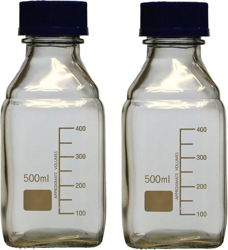 Karter Scientific 250ml Square Media Storage Bottle with Screw Cap, 254O2 (Pack of 2) in Saudi Arabia