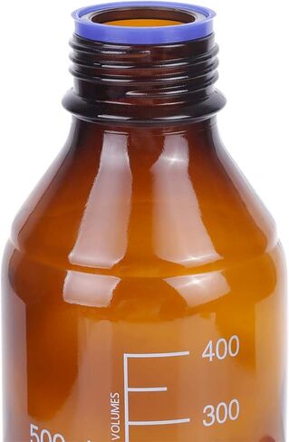 زجاجات كهرمان لتخزين وسائط المختبر حاوية زجاجية متدرجة باللون البني GL45 غطاء لولبي مانع للتسرب متعدد الأغراض للأغراض العلمية | عبوة من 4 قطع (برتقالي، 1000 مل) in Kuwait