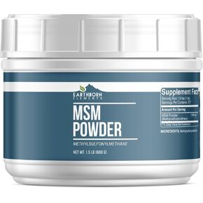 Earthborn Elements Methylsulfonylmethane (MSM) Powder, 1.5 lb, Non-GMO, Dietary Supplement