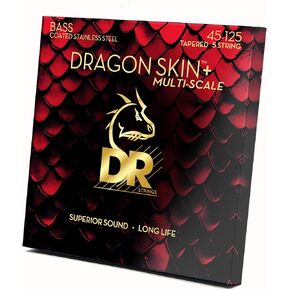 DRAGON SKIN+ - Coated Stainless Steel Bass Strings – DBS5-45 – Superior Sound with Comfortable Feel & Long Life: 5 String Medium 45-125