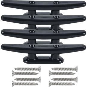 Boat Dock Cleats 4"/5"/6"/8" (4, 6 Pack) Black Nylon Boat Cleats with Hardware Boat Rope Cleat Tie Downs Dock Cleat