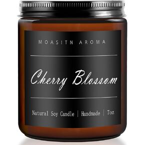 Cherry Blossom Scented Candles for Home| Natural Soy Aromatherapy Candle| Handmade Long Lasting Jar Candle| Candel Gift for Women,Men| as Birthday,Housewarming,Thank You,Relaxing Gifts| 7oz
