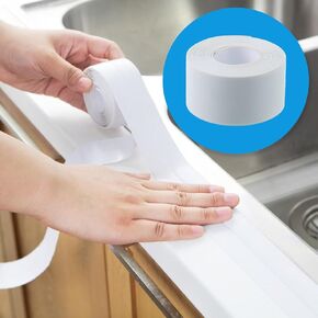 Self Adhesive Waterproof Caulk Tape Strip (3PCs, 1.5" x 10.5Ft) - Peel and Stick Caulking Tape for Bathtub, Toilet, Kitchen, Tubs, Sinks, Stovetop, Basins etc | Caulk Strips for Bathroom…