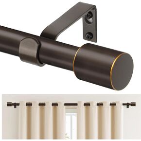 TONIAL Curtain Rods for Windows 48 to 84 Inches(4 to 7 ft), Adjustable Splicing 3/4 Curtain Rod 32 to 86 Inches), Decorative Single Drapery Rod with Modern Finial, Gold