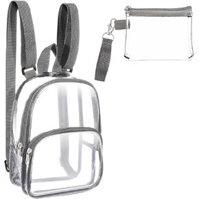 Clear Mini Backpack Stadium Transparent Small See Through Bag with Crossbody Concert Purse Waterproof Plastic Handbag(Purple)