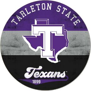 Tarleton State Texans Multi-Color Retro Circle Sign, 20x20 Inches, Texans Decor for Home or Office; Display Your Team Spirit with This Unique Tarleton State University Texans Wall Art