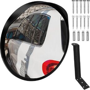12-Inch Convex Mirror Security Corner Mirror， 160° Adjustable Fixing Bracket with Wide Angle, Acrylic Indoor Outdoor Convex Mirror for Parking Garage,Warehouse,Store,Office or Traffic Safety