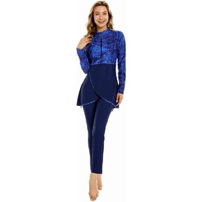 ShuoBeiter Modest Muslim Swimwear for Women Patchwork Hijab Sport Long Sleeves Swimsuit Islamic Burkinis Bathing Suit