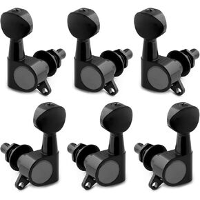 Holmer Guitar String Tuning Pegs Tuning Machines Sealed Machine Heads Grover Tuners Tuning Keys Oval Button 3 Left 3 Right for Electric Guitar or Acoustic Guitar Black.